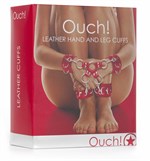 Красный комплект оков Hand And Legcuffs - фото 217855