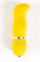 Жёлтый водонепроницаемый вибратор с кристаллами на пульте - 14 см. - фото 243641