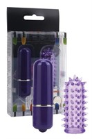 Фиолетовый мини-вибратор с насадкой Powerful Mini Massager - 5 см. - фото 183849