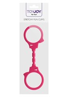 Розовые эластичные наручники STRETCHY FUN CUFFS  - фото 153462
