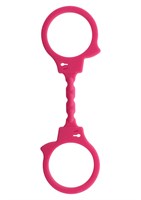 Розовые эластичные наручники STRETCHY FUN CUFFS  - фото 153461