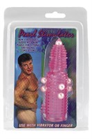 Розовая эластичная насадка на пенис с жемчужинами, точками и шипами Pearl Stimulator - 11,5 см. - фото 211742