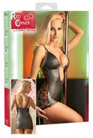 Серебристое мини-платье с кружевными вставками по бокам - фото 244038