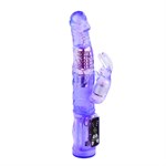 Фиолетовый вибратор-кролик с функцией ротации - 21,5 см. - фото 10893