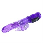 Фиолетовый вибратор-ротатор с клиторальным отростком - 21 см. - фото 72164