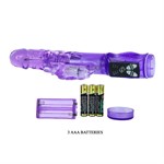 Фиолетовый вибратор-ротатор с клиторальным отростком - 21 см. - фото 137150