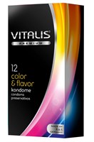 Цветные ароматизированные презервативы VITALIS PREMIUM color   flavor - 12 шт. - фото 43755