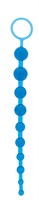 Синяя анальная цепочка с кольцом ORIENTAL JELLY BUTT BEADS - 26,6 см. - фото 212616