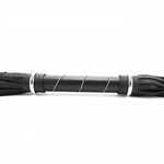 Чёрная кожаная плётка с белой строчкой на рукояти - 45 см. - фото 1334050