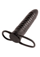 Рельефная насадка на пенис для двойной стимуляции Ribbed Double Trouble - 16,5 см. - фото 137606