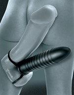 Рельефная насадка на пенис для двойной стимуляции Ribbed Double Trouble - 16,5 см. - фото 137607