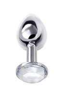 Малая серебристая анальная втулка с прозрачным кристаллом - 6 см. - фото 1334118