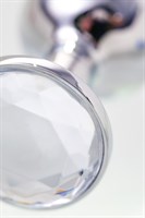 Малая серебристая анальная втулка с прозрачным кристаллом - 6 см. - фото 1334123