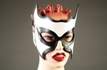 Кожаная маска-очки с белой вставкой - фото 138030