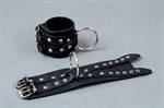 Чёрные кожаные наручники  Крест - фото 466945