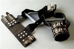 Чёрные наручники с хромированной трубкой для подвешивания - фото 213167