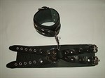 Чёрные кожаные наручники  Крест  без подкладки - фото 1359551
