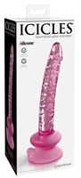 Розовый стеклянный фаллоимитатор Icicles №86 с силиконовой присоской - 17 см. - фото 1332702