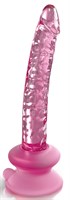 Розовый стеклянный фаллоимитатор Icicles №86 с силиконовой присоской - 17 см. - фото 1332701