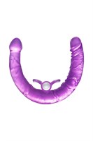 Фиолетовый двухсторонний фаллоимитатор с вибропулей - 35 см. - фото 1369755