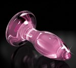 Розовая стеклянная пробка Icicles №90 с силиконовой присоской - 8 см. - фото 1332759