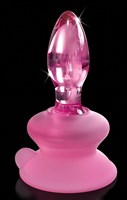 Розовая стеклянная пробка Icicles №90 с силиконовой присоской - 8 см. - фото 1332760