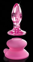 Розовая стеклянная пробка Icicles №90 с силиконовой присоской - 8 см. - фото 1332761