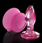 Розовая стеклянная пробка Icicles №90 с силиконовой присоской - 8 см. - фото 1332762