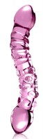 Розовый стеклянный двухголовый стимулятор Icicles №55 - 19,5 см. - фото 318878