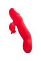 Красный вибратор Redli с двигающейся головкой - 21 см. - фото 1339672