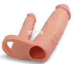 Телесная насадка для двойного проникновения Add 2 Pleasure X Tender Double Penis Sleeve - 20 см. - фото 1369915