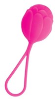 Розовый рельефный вагинальный шарик со шнурком - фото 323787