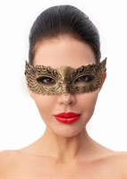 Пикантная золотистая женская карнавальная маска - фото 388914