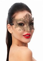 Роскошная золотистая женская карнавальная маска - фото 388917