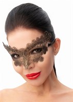 Изысканная золотистая женская карнавальная маска - фото 388920
