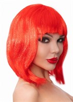 Красный парик-каре с челкой - фото 1340441