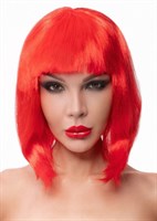 Красный парик-каре с челкой - фото 1340440