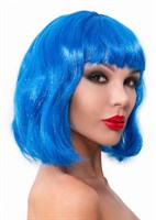 Синий парик-каре с челкой - фото 1340445
