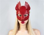 Красная кожаная маска  Белочка  - фото 1340455
