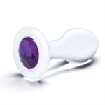 Стеклянная анальная пробка с фиолетовым стразом - 9 см. - фото 1370189