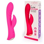 Ярко-розовый вибромассажер-кролик 5  Silicone Ripple Passion - 19,1 см. 202246