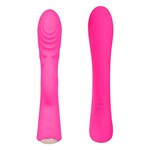 Ярко-розовый вибромассажер-кролик 5  Silicone Ripple Passion - 19,1 см. 202246