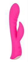 Ярко-розовый вибромассажер-кролик 5  Silicone Ripple Passion - 19,1 см. - фото 459651