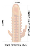 Телесная насадка на пенис со стимулятором клитора - 12,2 см. - фото 341784