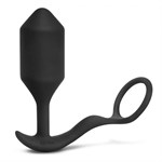 Черная анальная вибропробка с эрекционным кольцом Vibrating Snug   Tug XL - фото 379259