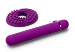Фиолетовый мини-вибратор Le Wand Baton с текстурированной насадкой - 11,9 см. - фото 342117