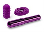 Фиолетовый жезловый вибратор Le Wand Grand Bullet с двумя нежными насадками - фото 1370440