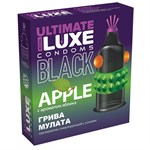 Черный стимулирующий презерватив  Грива мулата  с ароматом яблока - 1 шт. - фото 387652