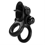 Черное эрекционное кольцо с подхватом мошонки и стимулятором клитора Passionate Ring - фото 1344205