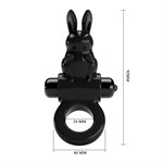 Черное эрекционное кольцо со стимулятором клитора в виде кролика Exciting ring - фото 1344216